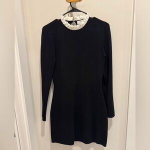 Other stories black knit dress with lace collar